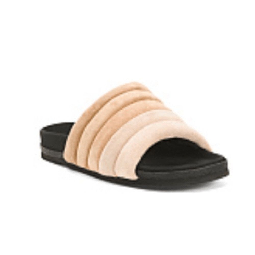 Anthropologie ROAM Women's Black and Tan Slide Sandals